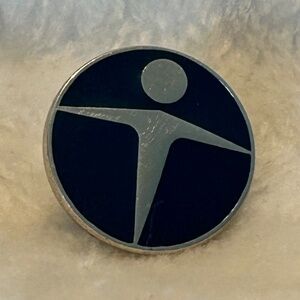 😉Bundle Days😉 Vintage Manpower Inc Lapel Pin Old Logo Dark Blue Enamel Silver